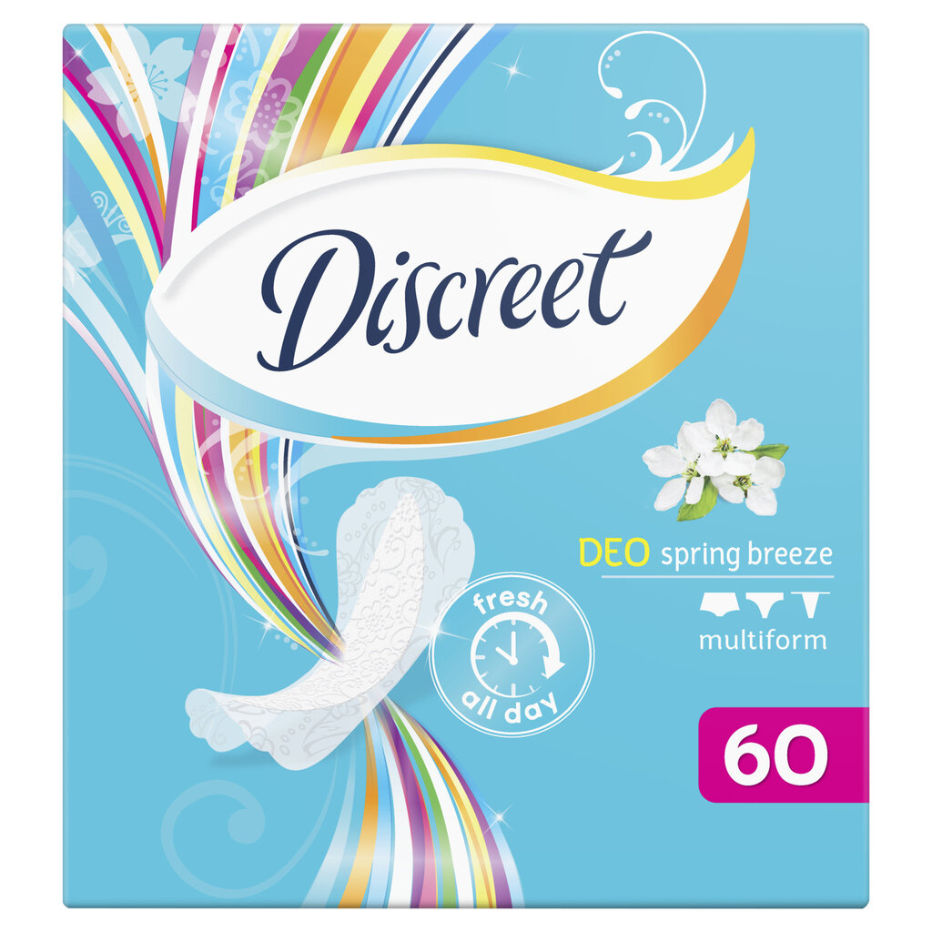 Pikkuhousunsuoja Discreet Spring Breeze, 60 kpl. hinta ja tiedot | Tamponit ja terveyssiteet | hobbyhall.fi