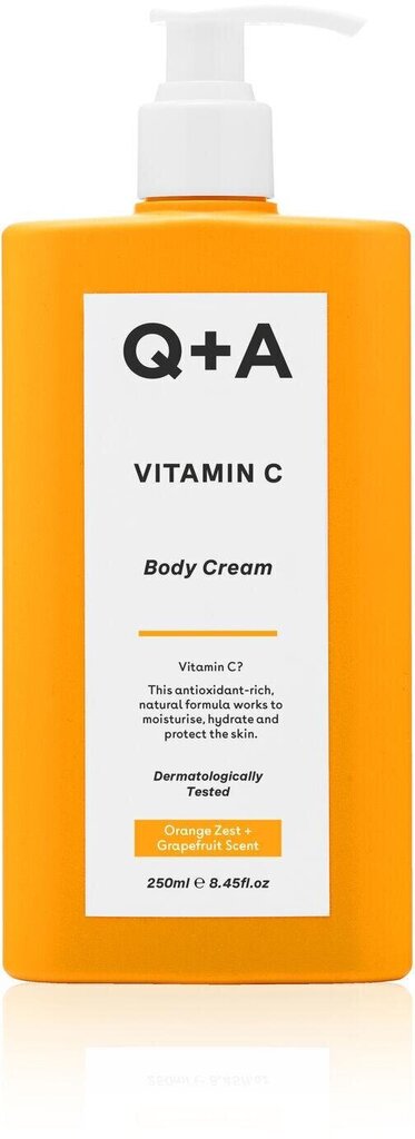 Q+A Vitamin C Body Cream vartalovoide C-vitamiinilla, 250 ml hinta ja tiedot | Vartalovoiteet ja -emulsiot | hobbyhall.fi