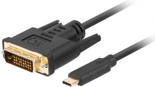 Lanberg USB C - DVI-kaapeli Lanberg CA-CMDV-10CU-0018-BK Musta 1,8 m hinta ja tiedot | Kaapelit ja adapterit | hobbyhall.fi