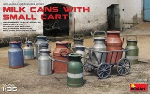 Liimattava malli MiniArt 35580 Milk Cans with Small Cart 1/35 hinta ja tiedot | Koottavat pienoismallit | hobbyhall.fi