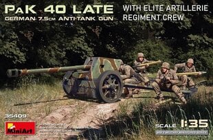 Liimattava malli MiniArt 35409 German 7.5cm Anti-Tank gun PaK 40 Late with Elite Crew 1/35 hinta ja tiedot | Koottavat pienoismallit | hobbyhall.fi
