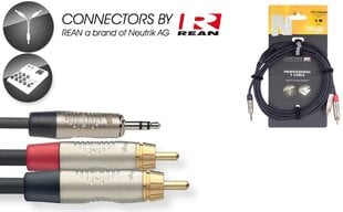 Stagg REAN 3,5 mm miniJack TRS AUX - 2 x RCA, 10 m hinta ja tiedot | Kaapelit ja adapterit | hobbyhall.fi