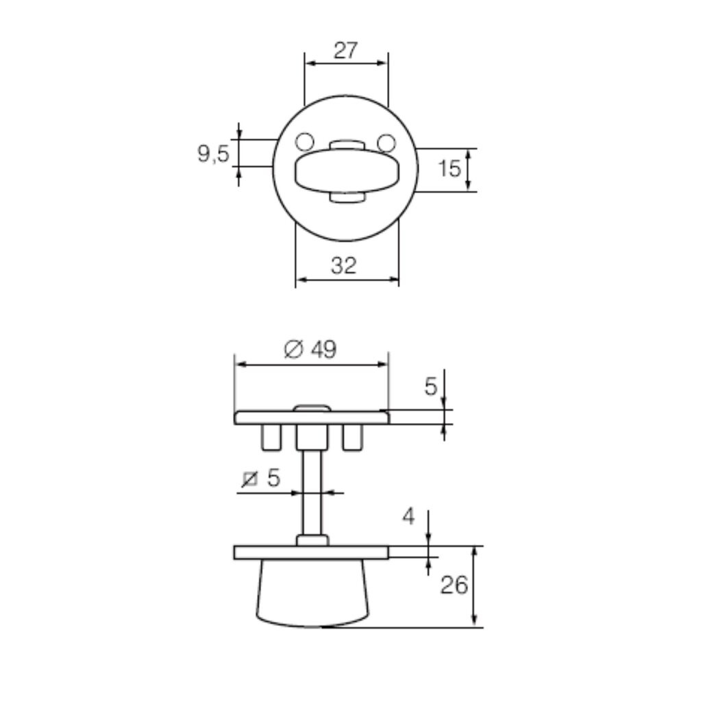 Oven lukko 001WC, hopeanvärinen hinta ja tiedot | Ovenkahvat | hobbyhall.fi