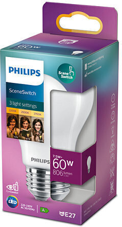 Philips LEDClassic Scene Switch 60W A60 E27 lämmin valkoinen hinta ja tiedot | Lamput | hobbyhall.fi