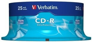 Verbatim CD-R Extra Protection 700MB 52x 25kpl kara hinta ja tiedot | Verbatim Kannettavat tietokoneet ja lisätarvikkeet | hobbyhall.fi