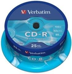 Verbatim CD-R Extra Protection 700MB 52x 25kpl kara hinta ja tiedot | Kannettavien tietokoneiden lisätarvikkeet | hobbyhall.fi