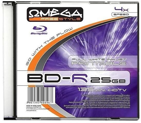 Tulostettava Omega Freestyle BD-R 25 Gt 6x ohut hinta ja tiedot | Vinyylilevyt, CD-levyt, DVD-levyt | hobbyhall.fi