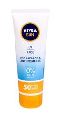 Ikääntymistä estävä aurinkosuojavoide Nivea Q10 Anti-Age & Anti-Pigments SPF50 50 ml hinta ja tiedot | Aurinkovoiteet | hobbyhall.fi