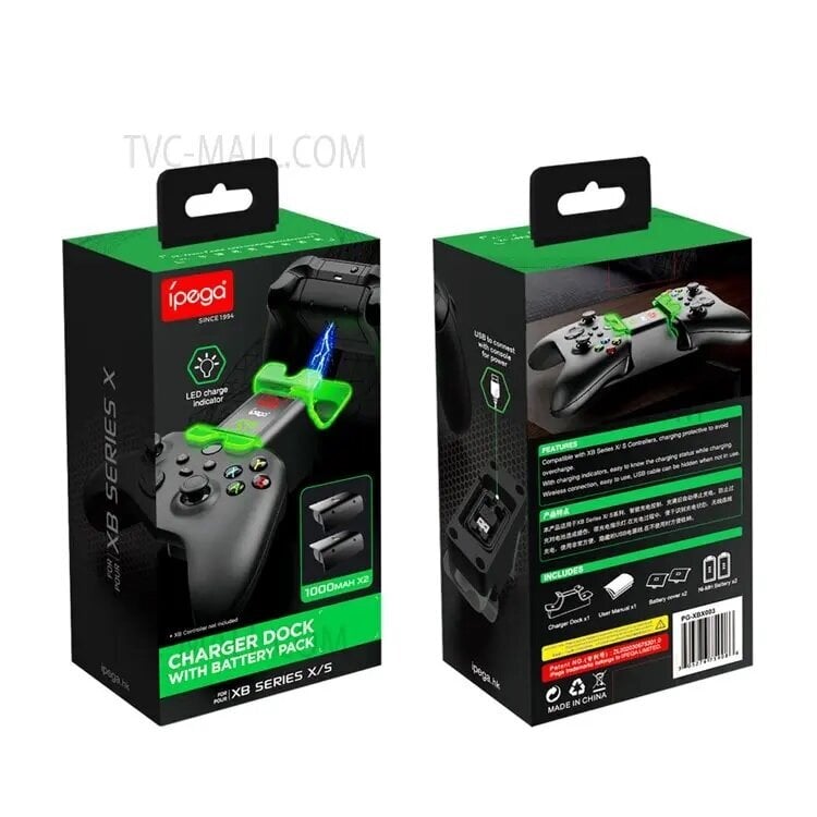 Ipega XBX003 Dual Game Controller -latausasema Xbox Series X/S -peliohjaimen lataustelakalla LED-latausilmaisimella hinta ja tiedot | Ohjaimet ja lisätarvikkeet | hobbyhall.fi
