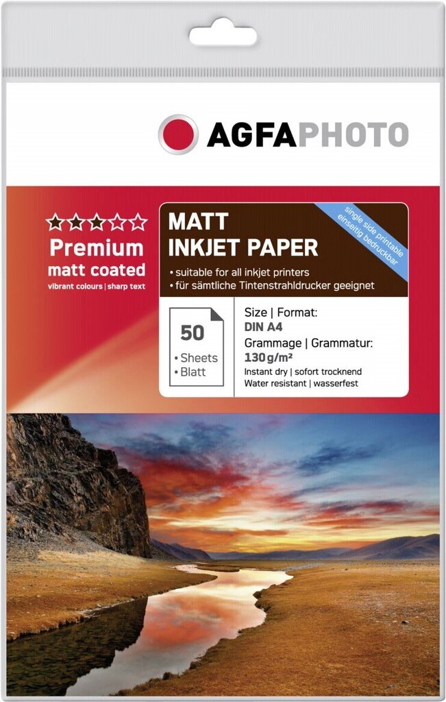 Agfaphoto valokuvapaperi A4 Premium matta 130g 50 arkkia hinta ja tiedot | Toimistotarvikkeet | hobbyhall.fi