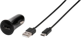Vivanco autolaturi USB-C 3A 1m, musta (38669) hinta ja tiedot | Puhelimen laturit | hobbyhall.fi