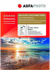 Agfaphoto valokuvapaperi A4 Professional High Glossy 260g 20 arkkia hinta ja tiedot | AgfaPhoto Puhelimet, älylaitteet ja kamerat | hobbyhall.fi