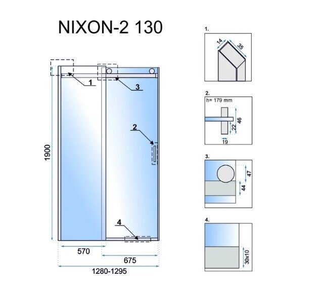 Rea nixon -2 suihkuovi 130 jäljellä hinta ja tiedot | Suihkuseinät ja -ovet | hobbyhall.fi