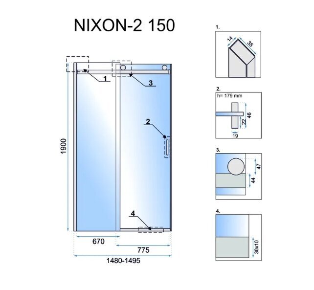 Rea nixon suihkuovi - 2 150 oikea hinta ja tiedot | Suihkuseinät ja -ovet | hobbyhall.fi