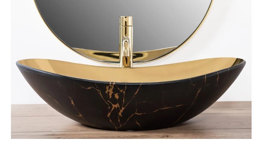 Rea royal in gold marble pesuallas musta matta hinta ja tiedot | Pesualtaat | hobbyhall.fi