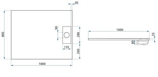 Basalt suihkuallas, musta, 80x100 hinta ja tiedot | Suihkualtaat | hobbyhall.fi