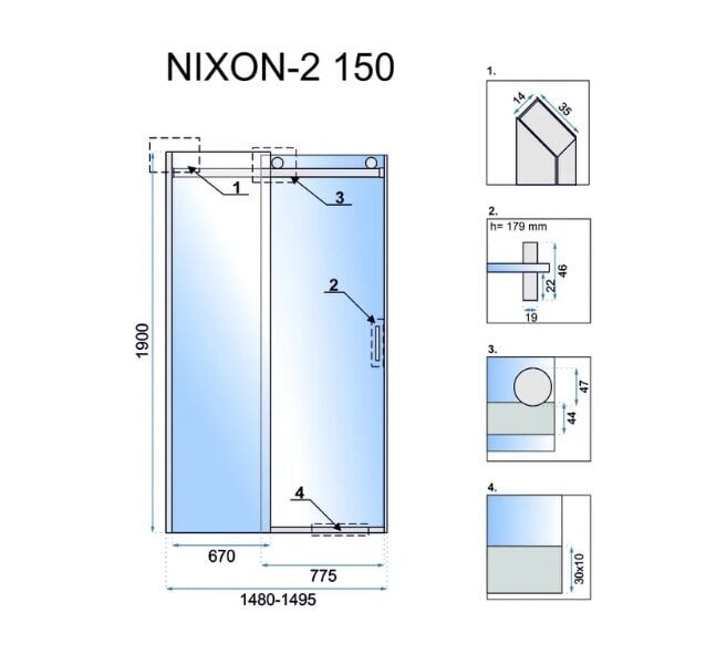 Rea nixon suihkuovi - 2 150 jäljellä hinta ja tiedot | Suihkuseinät ja -ovet | hobbyhall.fi