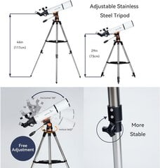 HETEKAN Professional Refractor Telescope, suuri aukko 80mm, valkoinen hinta ja tiedot | Mikroskoopit ja teleskoopit | hobbyhall.fi