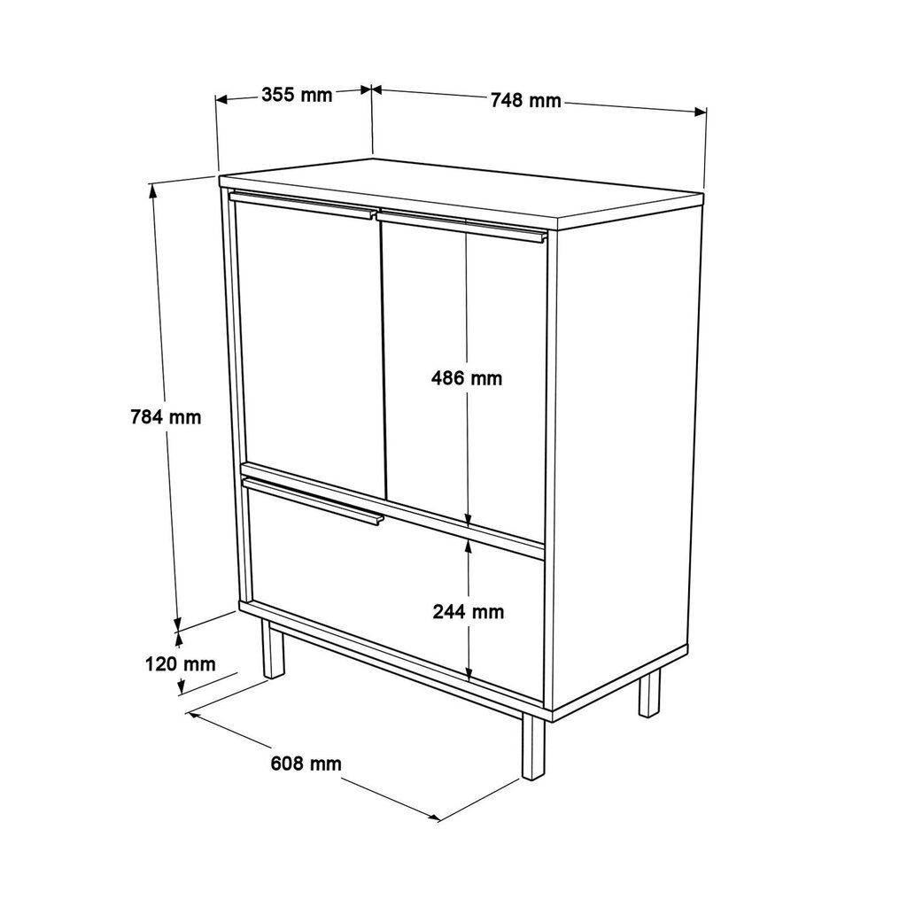 Monikäyttöinen kaappi, Asir, 74,8x90,4x35,5 cm, valkoinen hinta ja tiedot | Olohuoneen kaapit ja lipastot | hobbyhall.fi