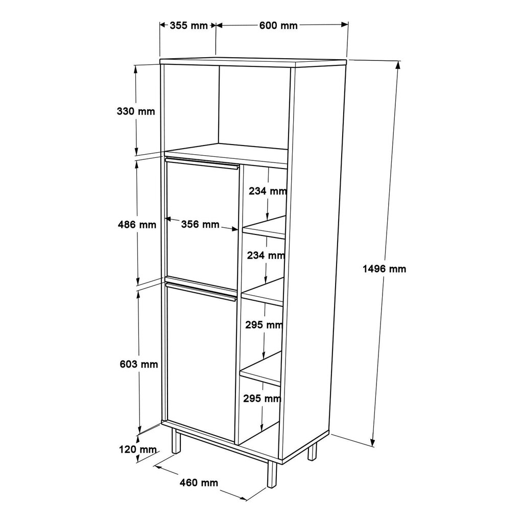 Kylpyhuoneen kaappi, Asir, 160x45,1x35,5 cm, valkoinen hinta ja tiedot | Kylpyhuonekaapit | hobbyhall.fi