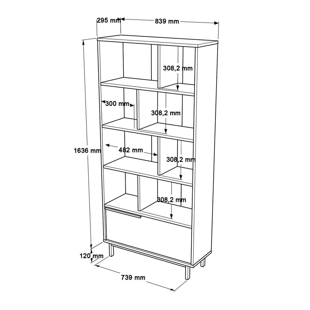 Kirjahylly, Asir, 83,9x175,6x29,5 cm, ruskea hinta ja tiedot | Hyllyt | hobbyhall.fi