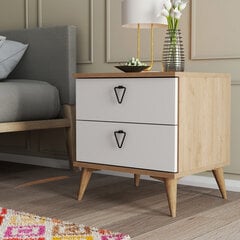Yöpöytä, Asir, 52x55,1x45 cm, beige/valkoinen hinta ja tiedot | Yöpöydät | hobbyhall.fi