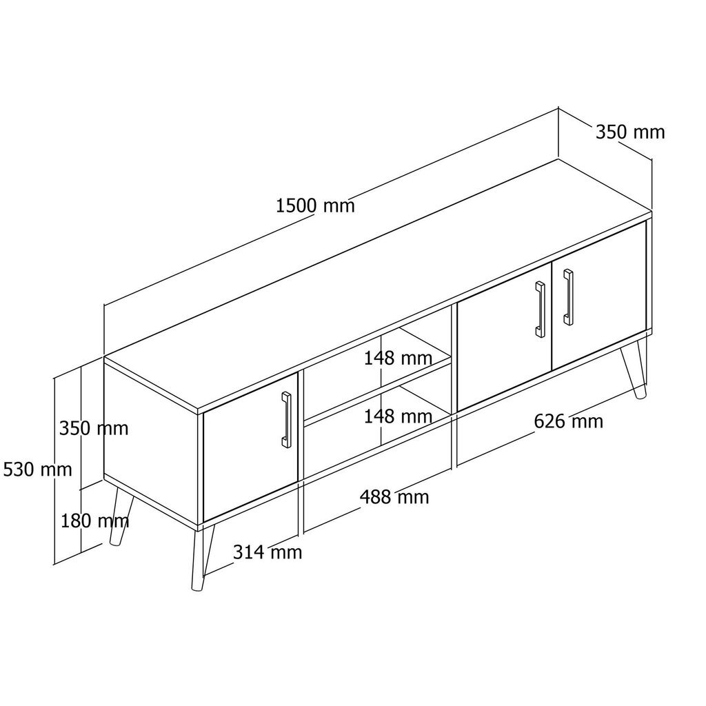 TV-taso, Asir, 150x52x34 cm, tummanruskea hinta ja tiedot | TV-tasot | hobbyhall.fi