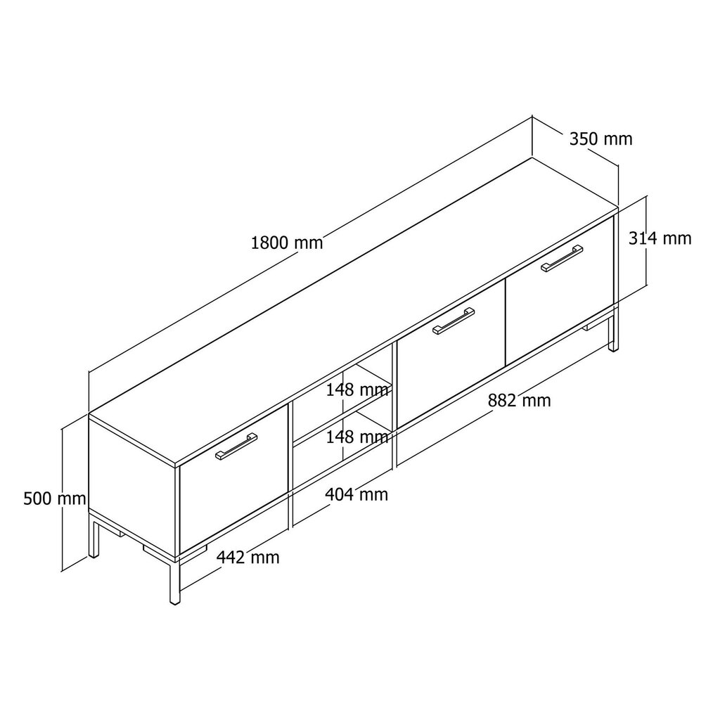 TV-taso, Asir, 180x52x34cm, tummanruskea hinta ja tiedot | TV-tasot | hobbyhall.fi