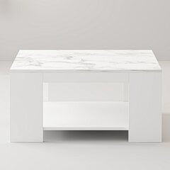 Kahvipöytä, Asir, 90x43,8x60 cm, valkoinen/marmori hinta ja tiedot | Sohvapöydät | hobbyhall.fi