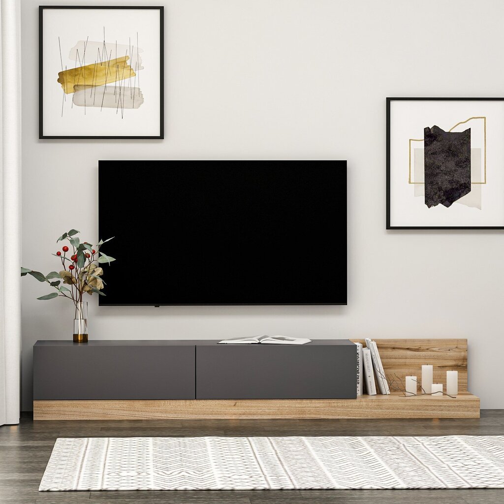 TV-taso, Asir, 180x30x37 cm, harmaa/ruskea hinta ja tiedot | TV-tasot | hobbyhall.fi