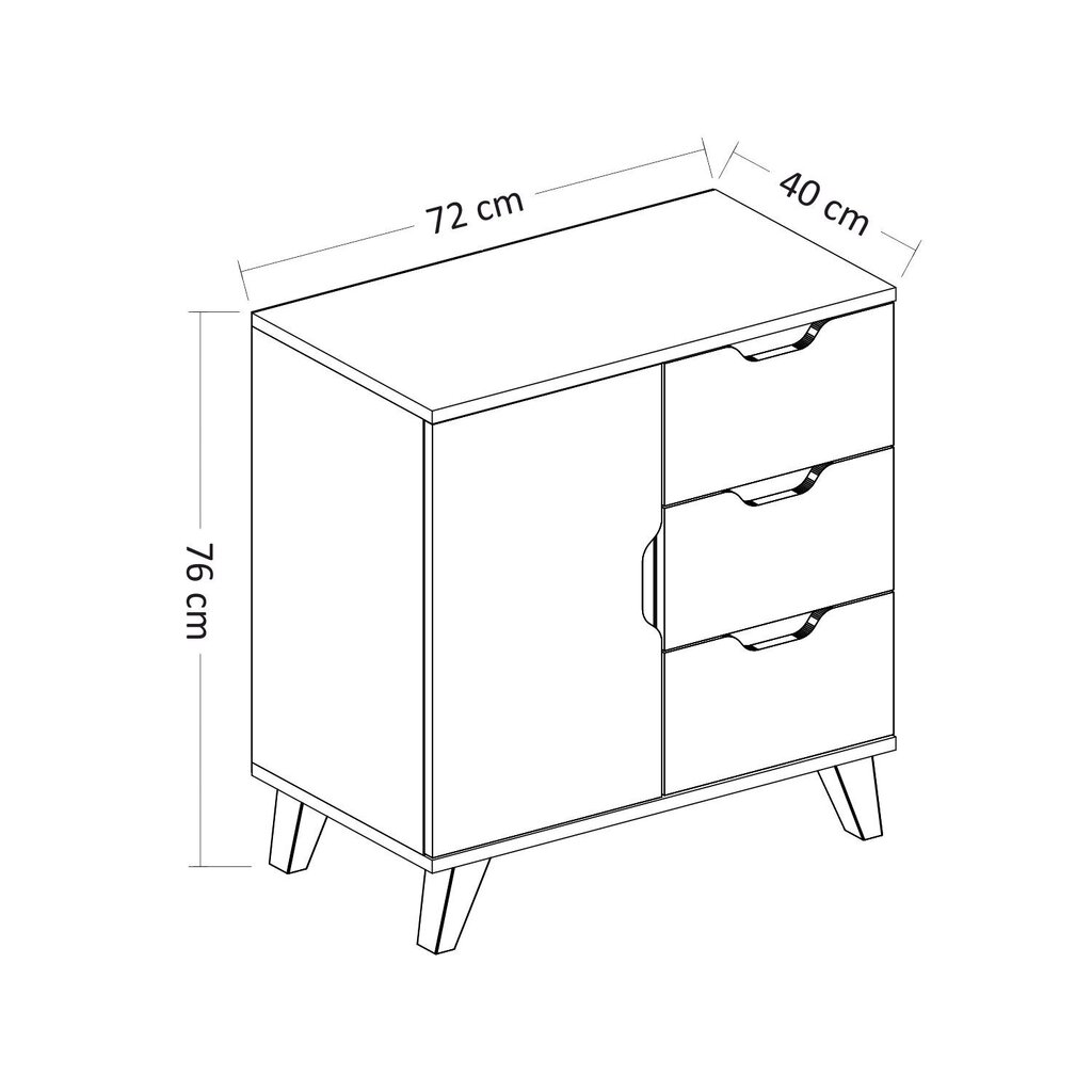 Vaatelipasto, Asir, 72x76x40 cm, valkoinen hinta ja tiedot | Lipastot | hobbyhall.fi