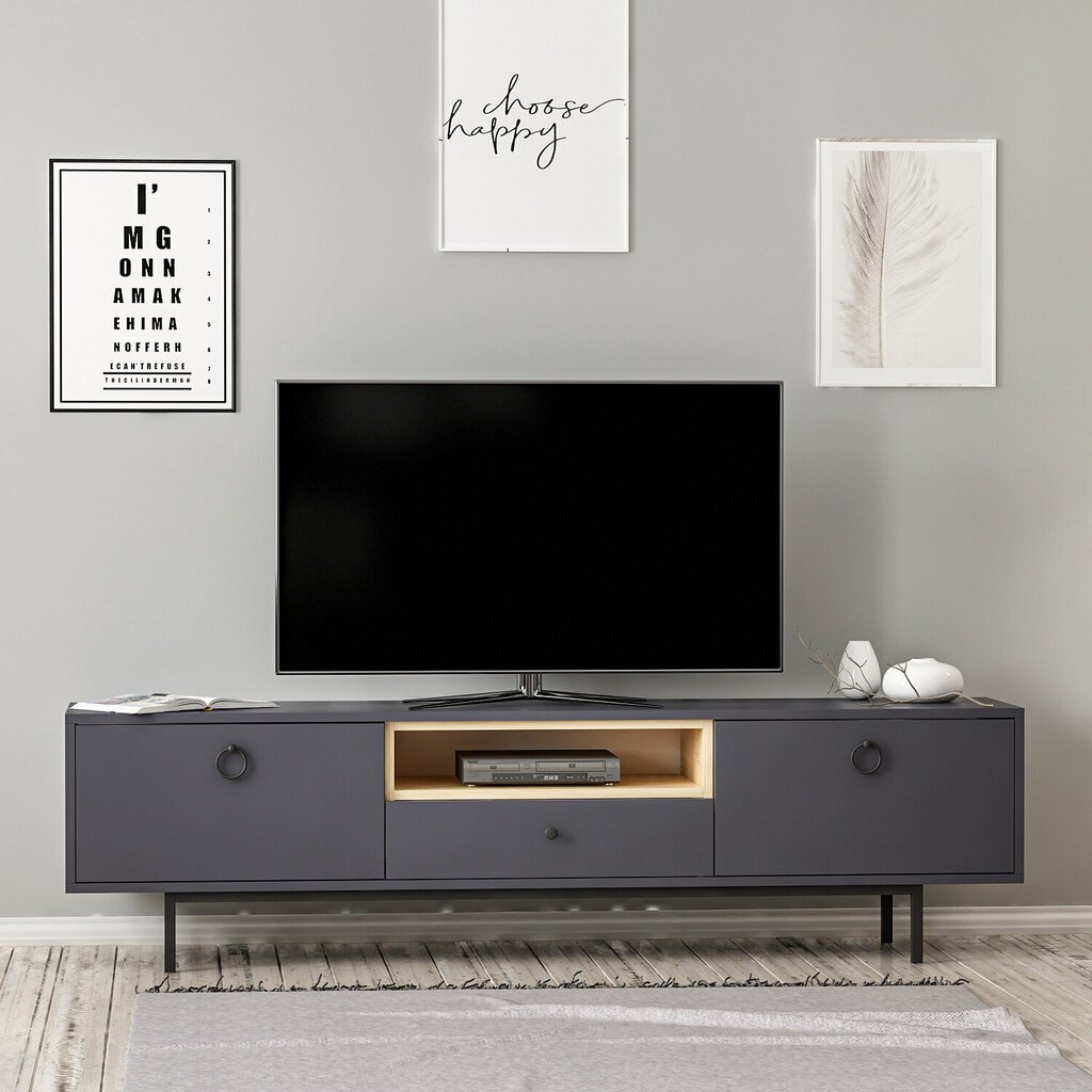 TV-taso, Asir, 180x48x35 cm, harmaa hinta ja tiedot | TV-tasot | hobbyhall.fi