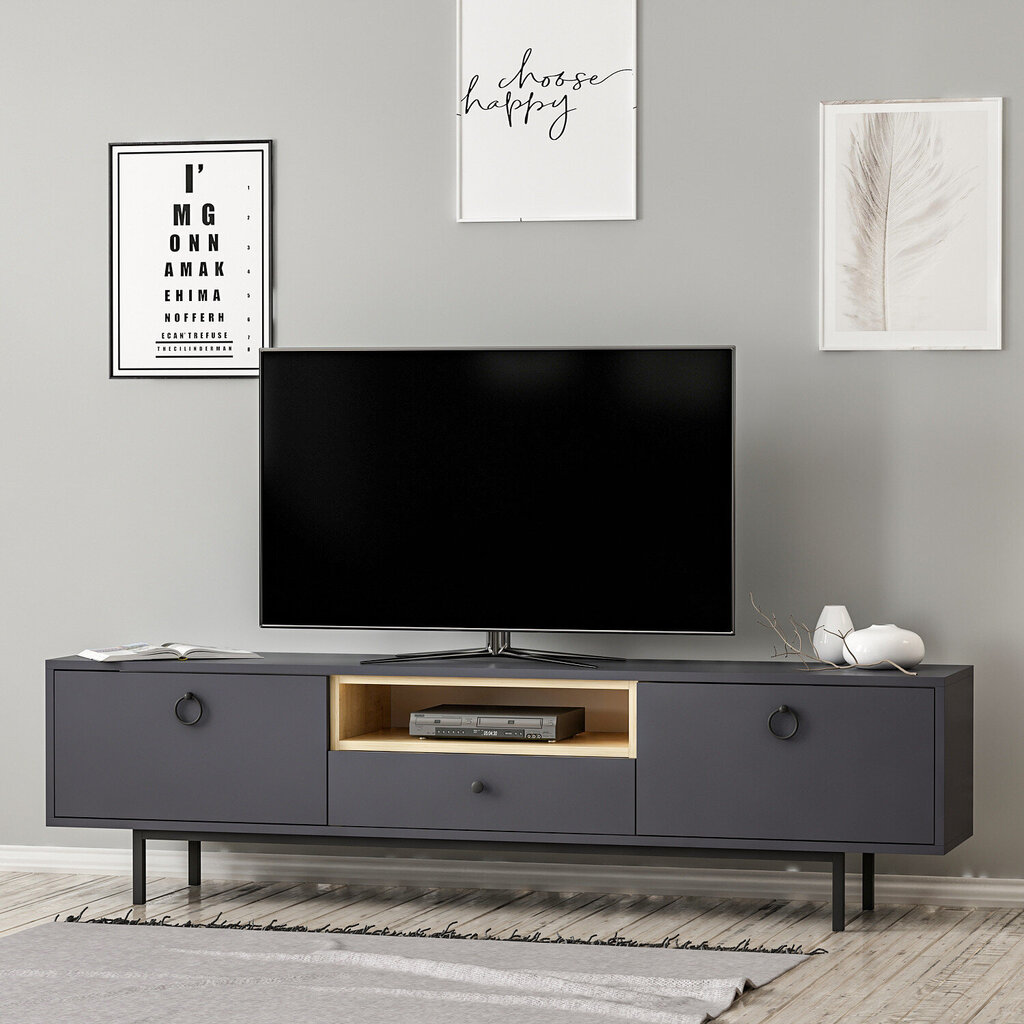 TV-taso, Asir, 180x48x35 cm, harmaa hinta ja tiedot | TV-tasot | hobbyhall.fi