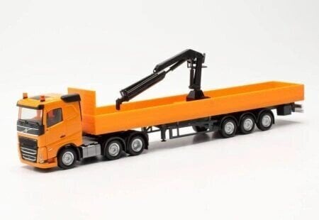 Volvo FH FD 2020 Pritschen-Sattelzug mit Ladekran und Ladung 3a/3a 316088 HERPA 1:87