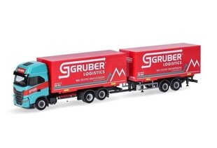 Iveco S-Way Wechselkoffer-Hängerzug Gruber Logistics 316675 HERPA 1:87 hinta ja tiedot | Pienoismallit | hobbyhall.fi