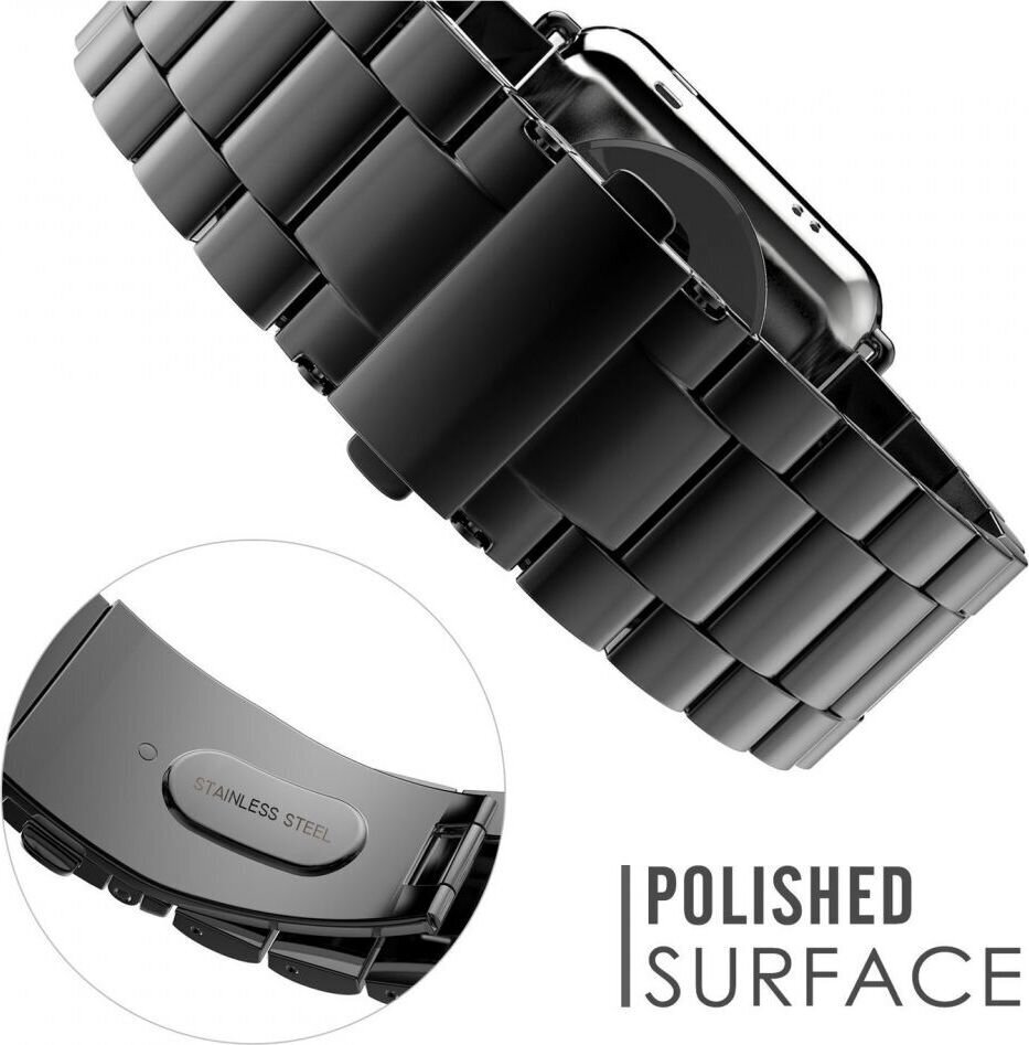 Tech-Protect kellon ranneke ruostumaton Apple Watch 42/44mm, musta hinta ja tiedot | Älykellojen ja aktiivisuusrannekkeiden lisätarvikkeet | hobbyhall.fi