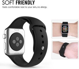 Tech-Protect kellon ranneke IconBand Apple Watch 3/4/5/6/7/SE 42/44/45mm, musta hinta ja tiedot | Älykellojen ja aktiivisuusrannekkeiden lisätarvikkeet | hobbyhall.fi