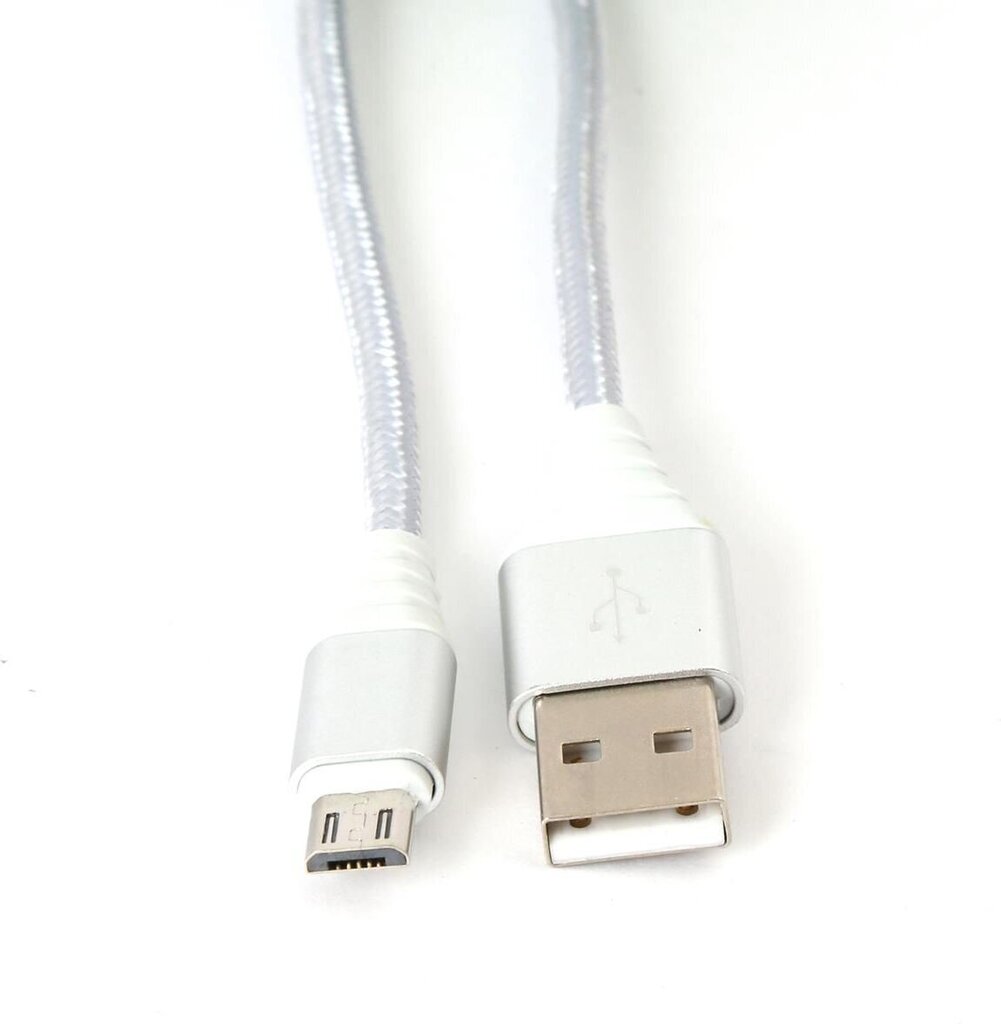 Omega-kaapeli microUSB - USB 1m punottu 2A, hopea hinta ja tiedot | Puhelinkaapelit | hobbyhall.fi