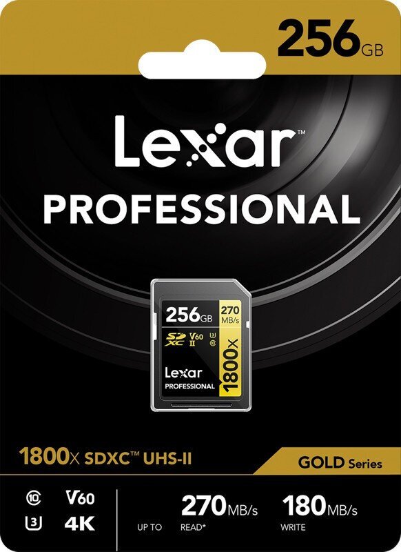 Lexar muistikortti SDXC 256GB Professional 1800x UHS-II U3 V60 hinta ja tiedot | Kameran muistikortit | hobbyhall.fi