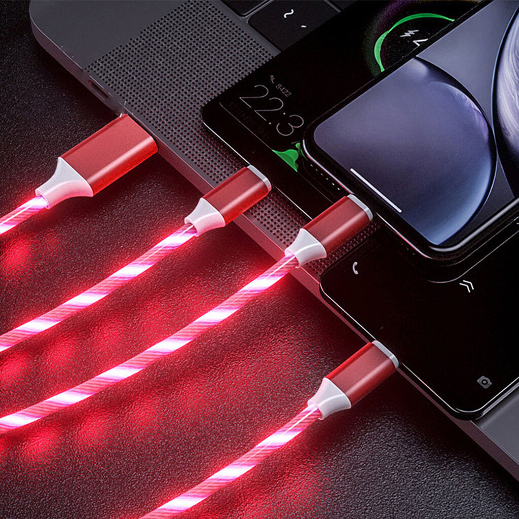 Platinet-kaapeli USB - Lightning LED 1m, punainen (45738) hinta ja tiedot | Puhelinkaapelit | hobbyhall.fi