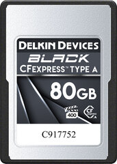 Delkin muistikortti CFexpress 80GB Black Type A hinta ja tiedot | Kameran muistikortit | hobbyhall.fi