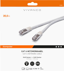 Vivanco verkkokaapeli CAT 6 20m (45382) hinta ja tiedot | Kaapelit ja adapterit | hobbyhall.fi