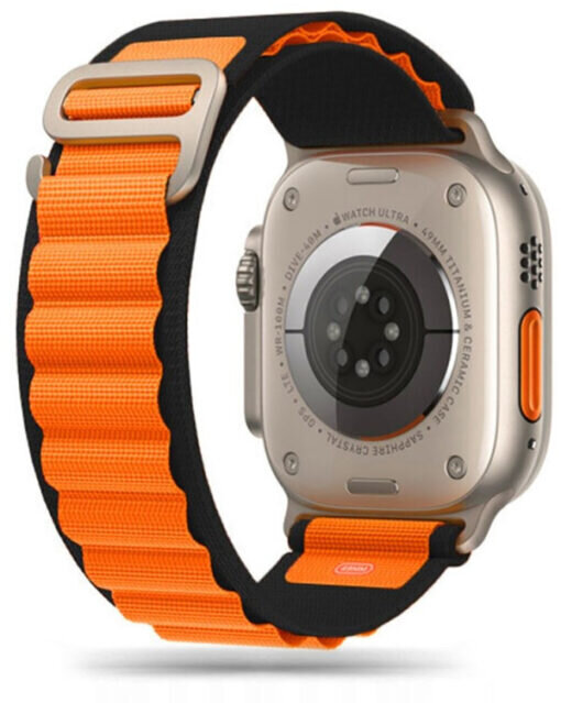 Tech-Protect kellon ranneke Nylon Pro Apple Watch 42/44/45/49mm, musta/oranssi hinta ja tiedot | Älykellojen ja aktiivisuusrannekkeiden lisätarvikkeet | hobbyhall.fi