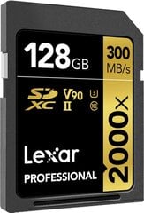 Lexar muistikortti SDXC 128GB Professional 2000x UHS-II U3 V90 hinta ja tiedot | Kameran muistikortit | hobbyhall.fi