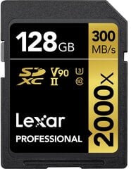 Lexar muistikortti SDXC 128GB Professional 2000x UHS-II U3 V90 hinta ja tiedot | Kameran muistikortit | hobbyhall.fi