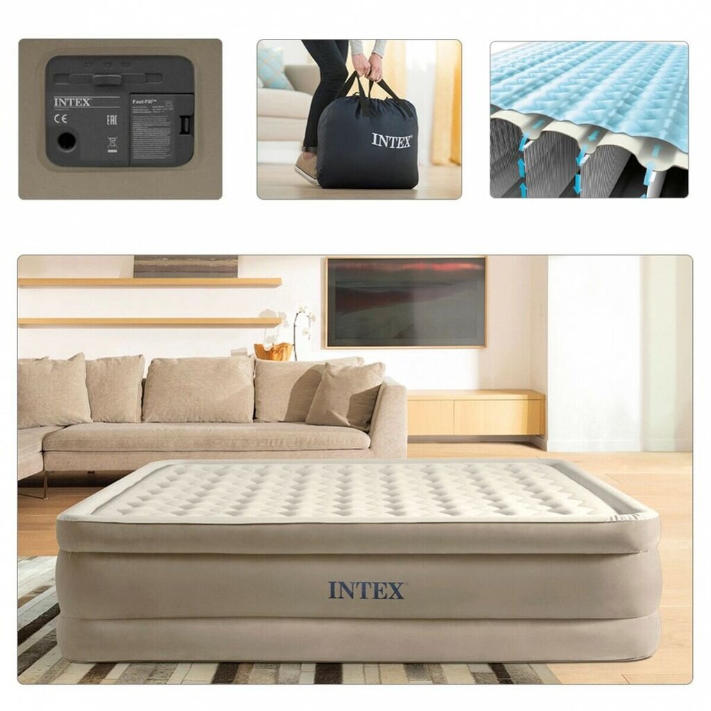 Ilmatäytteinen patja Intex Queen Ultra Plush Fiber-Tech, 152x46x203cm hinta ja tiedot | Ilmapatjat | hobbyhall.fi