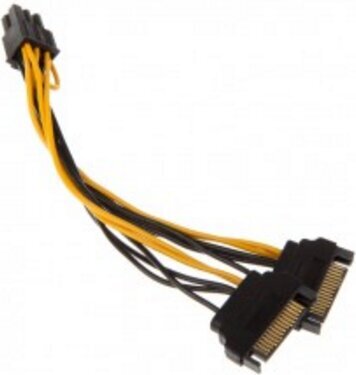 Akasa AKCBPW1315, 2 x 15-Pin-SATA – 1 x 6-Pin, 15 cm hinta ja tiedot | Kaapelit ja adapterit | hobbyhall.fi