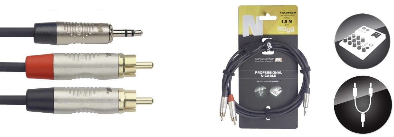 Liitin 3,5 stereo 2xRCA, 1,5 m hinta ja tiedot | Kaapelit ja adapterit | hobbyhall.fi