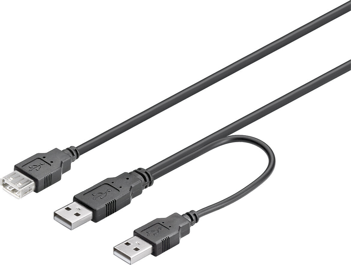 DELTACO, 2x USB A(M) - USB A(F), 30 cm hinta ja tiedot | Kaapelit ja adapterit | hobbyhall.fi