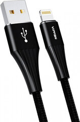 Vipfan A01 USB to Lightning cable, 3A, 1.2m, braided (black). hinta ja tiedot | Kaapelit ja adapterit | hobbyhall.fi